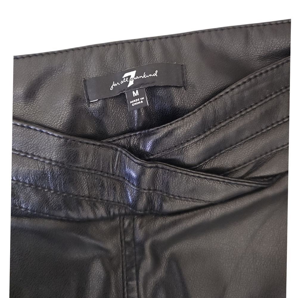 7 For All Mankind Black Faux Leather Pants Pleated Waist Cropped Trousers Size M - Picture 2 of 10